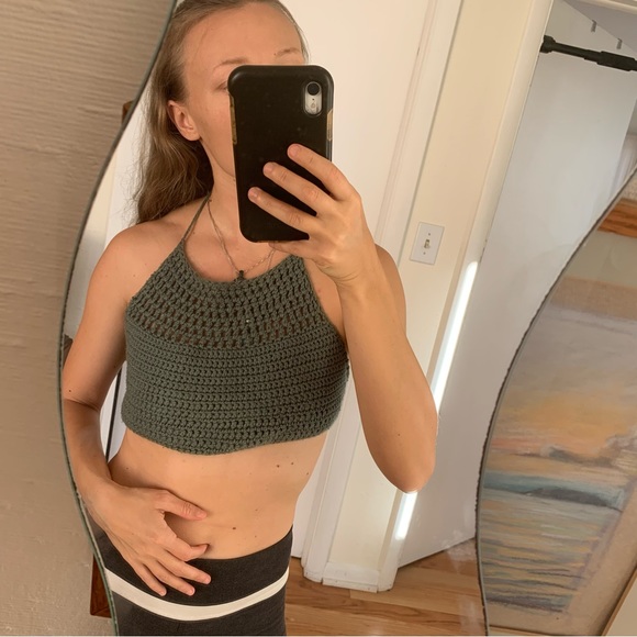 Handmade Crocheted Halter Crop Top - Picture 2 of 4